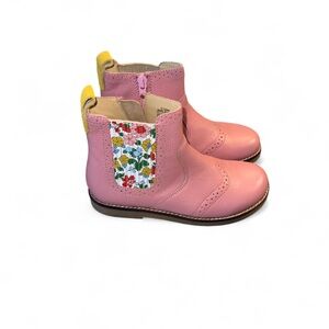 Mini Boden Pink leather Kids Boots with Floral panel Size 29(11.5-12)